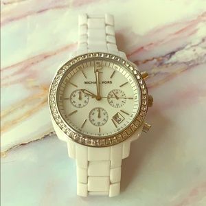 White Michael Kors watch with crystals